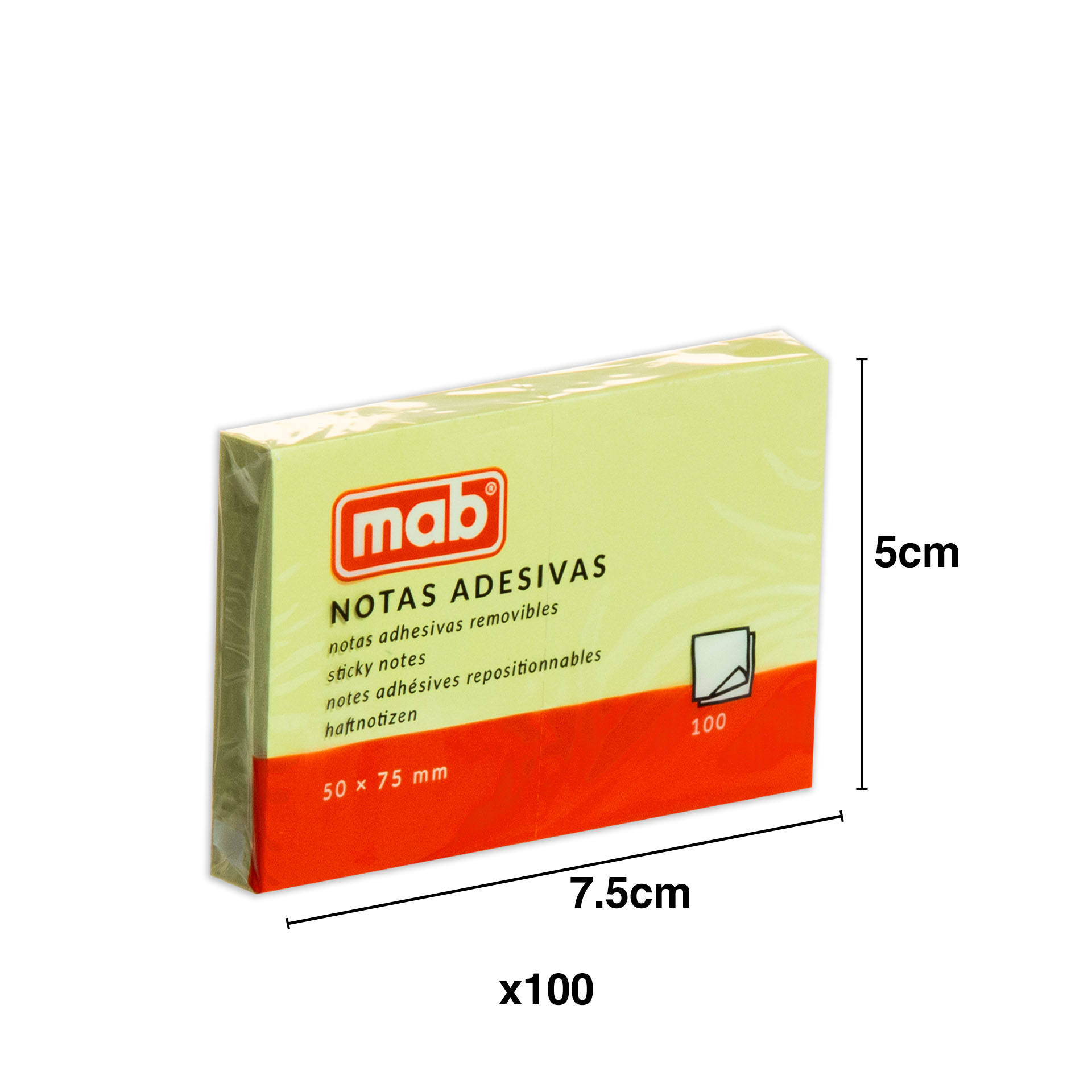 Bloco Notas Aderente Mab Amarelo 50X75mm Pack 100