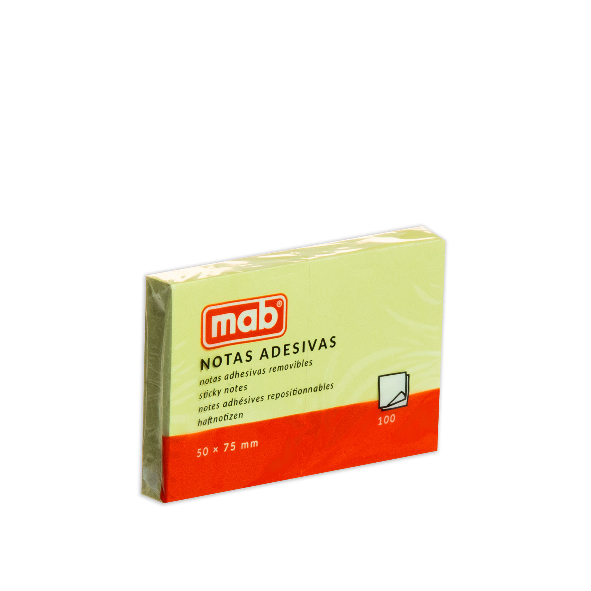 Bloco Notas Aderente Mab Amarelo 50X75mm Pack 100