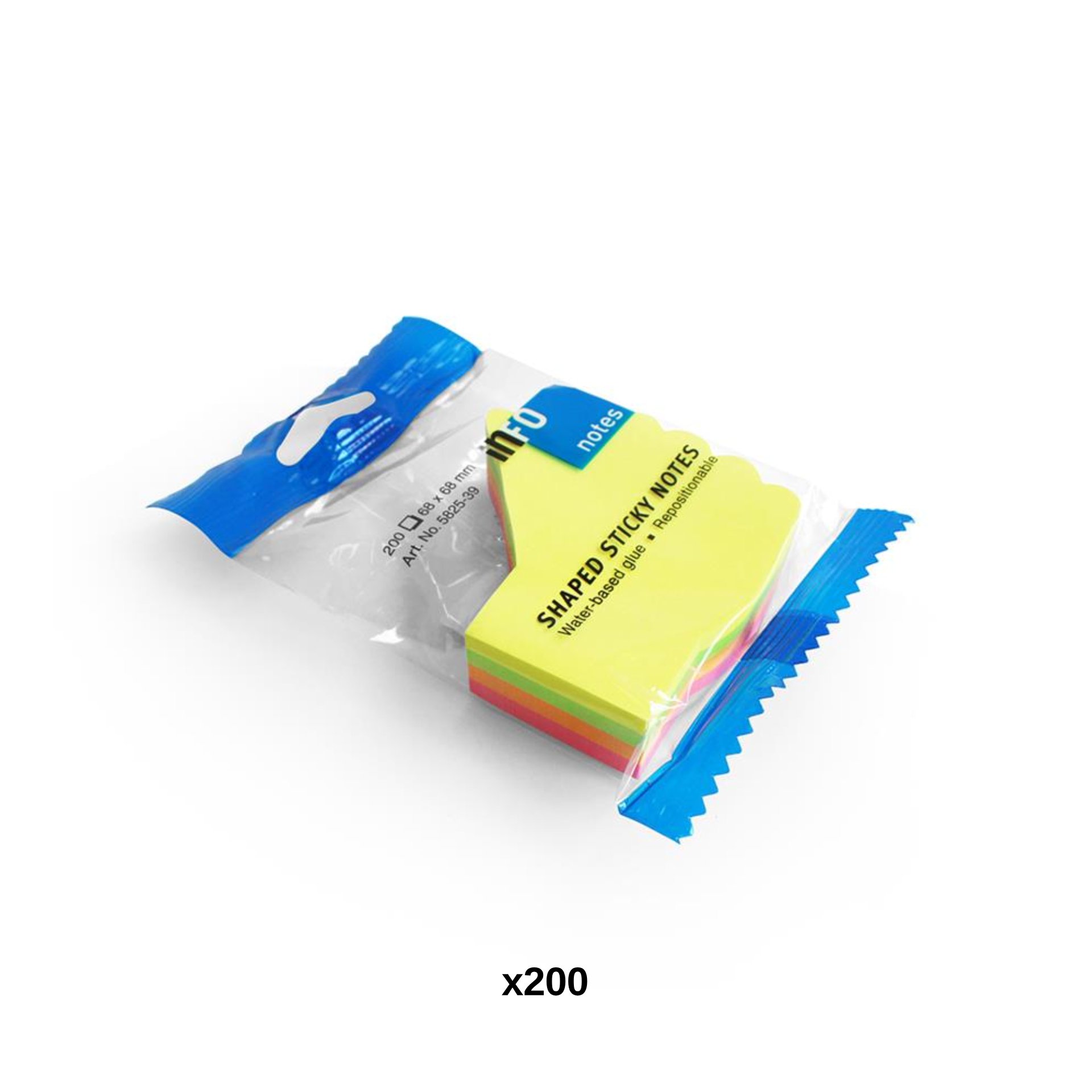 Notas Aderentes Brilhantes Mão 68X68mm Pack 200