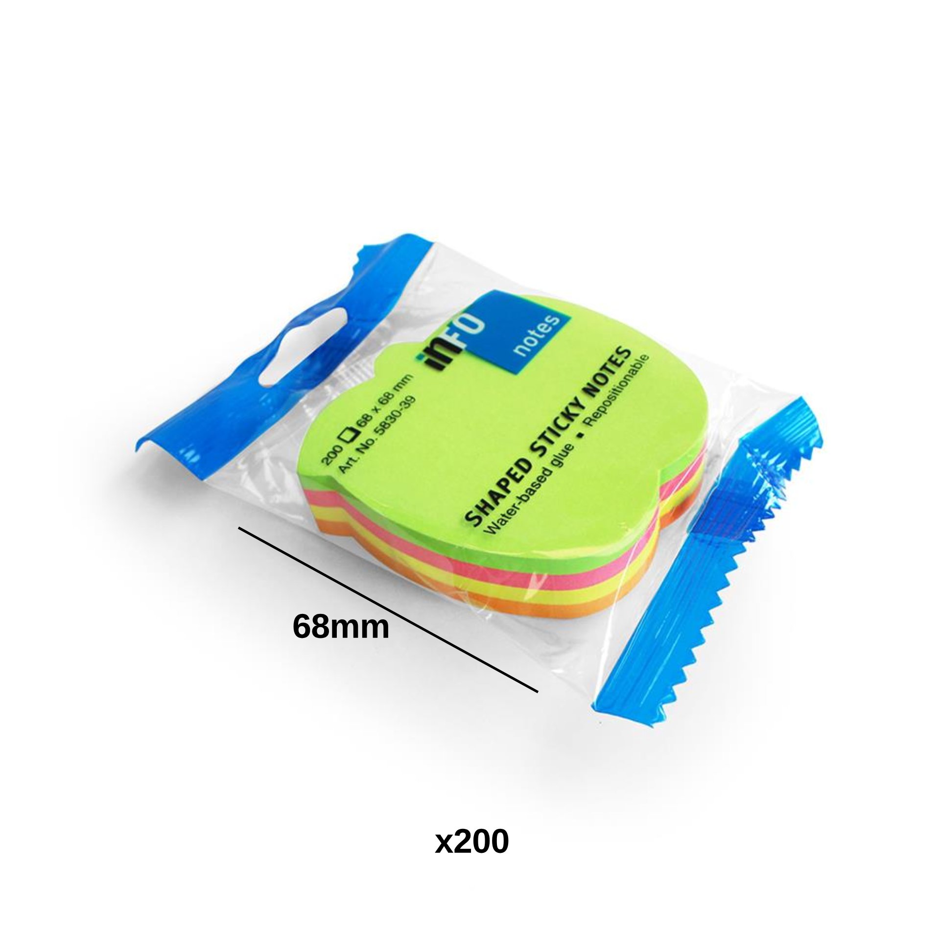 Notas Aderentes Brilhantes Maça 68X68mm Pack 200