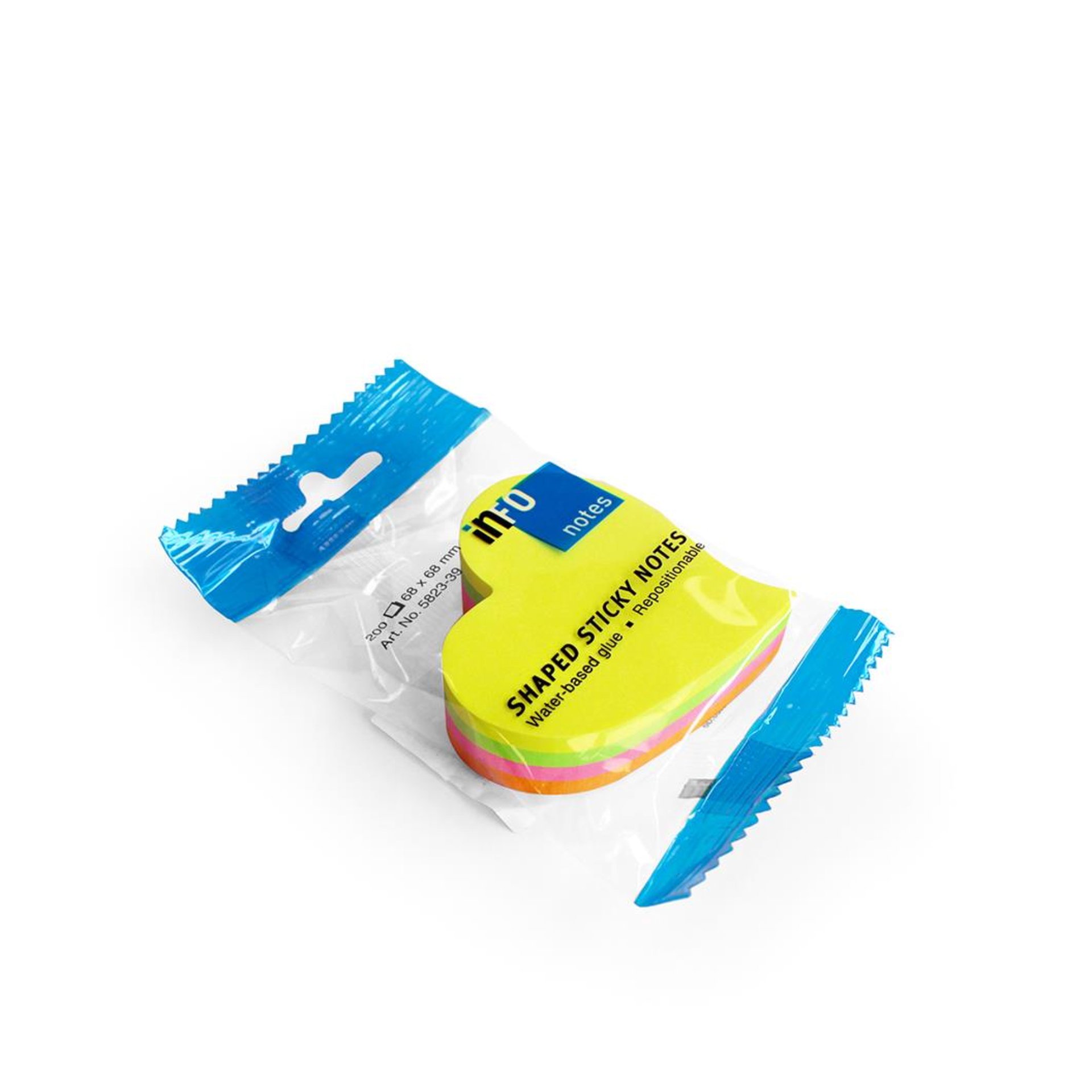 Notas Aderentes Brilhantes Coração Curvo 68X68mm Pack 200