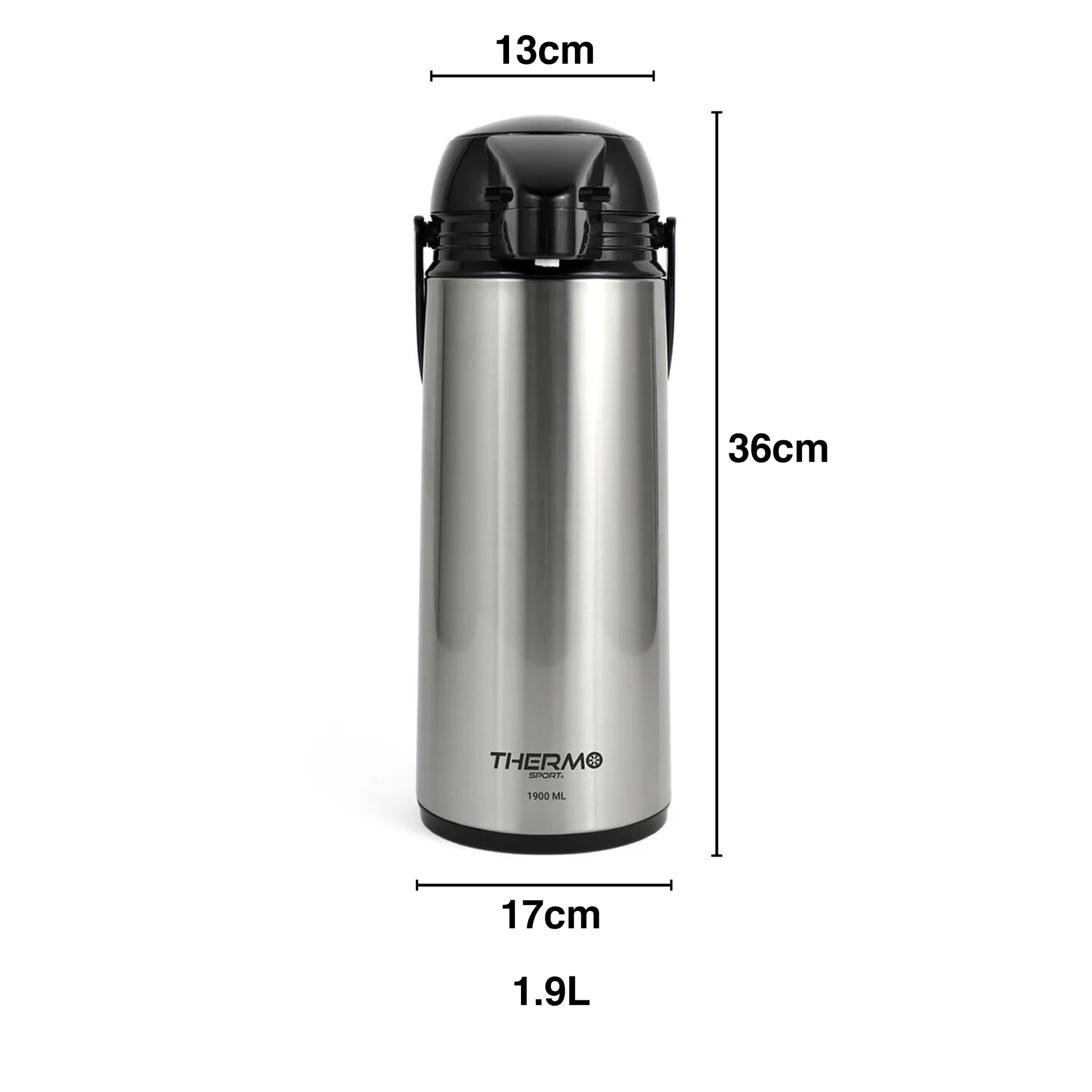 Termo Sifão Inox 1900ml 17X13X36cm