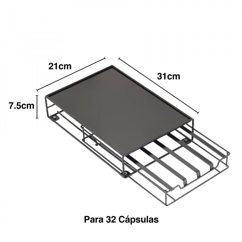 Suporte Metal 32 Cápsulas Café 21X31X7.5cm Suporte Metal 32 Cápsulas Café 21X31X7.5cm