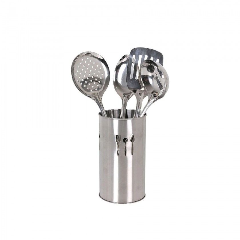 Suporte Inox com 4 Utenslios Cozinha 10X18cm