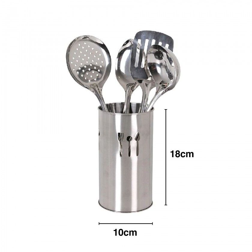 Suporte Inox com 4 Utensílios Cozinha 10X18cm Suporte Inox com 4 Utensílios Cozinha 10X18cm