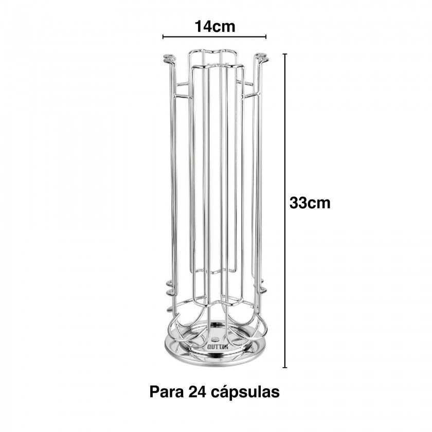 Suporte Inox 24 C�psulas Caf� Girat�rio 14X33cm
