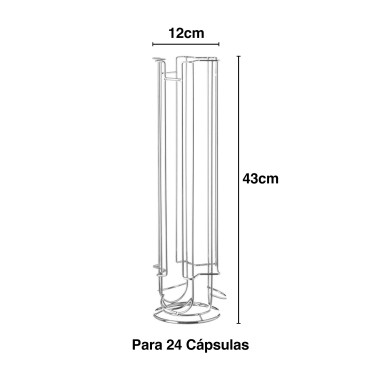 Suporte Inox 24 Cápsulas Café 12X43cm