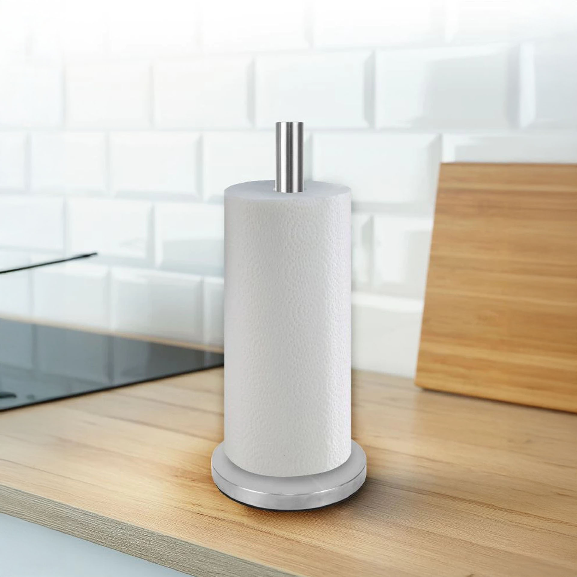 Porta Rolo Cozinha Metal Preto 14X31.5cm