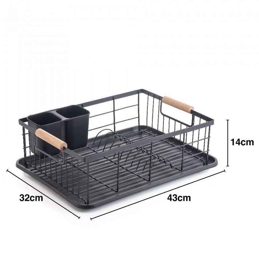 Escorredor Loiça Metal Asas Madeira 43X32X14cm Escorredor Loiça Metal Asas Madeira 43X32X14cm