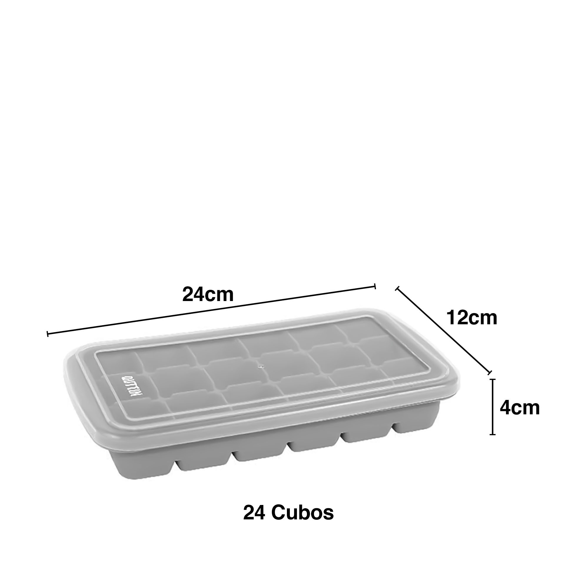 Cuvete Gelo com Tampa 18 Cubos XXL 24X12X4cm