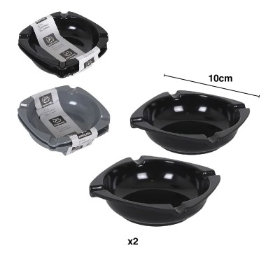 Cinzeiro Melamina Preto 10cm Pack 2