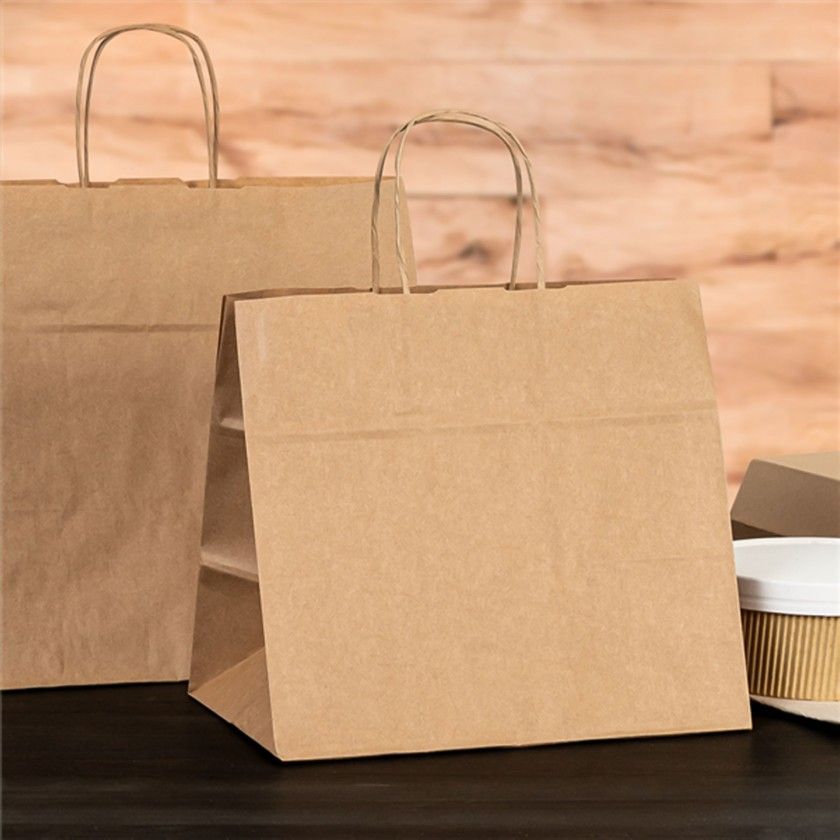 Saco Catering com Asas Kraft Bege 32X21X28.5cm Pack 25