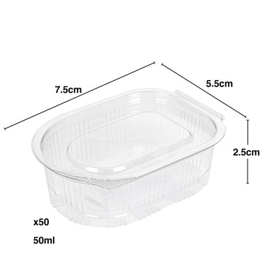 Recipiente Polipropileno com Tampa Oval 50ml 7.5X5.5X2.5cm Pack 50