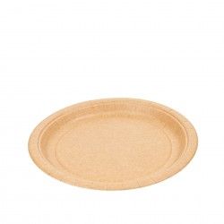Prato Carto Biolacado Redondo Castanho 22cm Pack 50