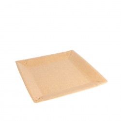 Prato Carto Biolacado Quadrado Castanho 23X23cm Pack 50