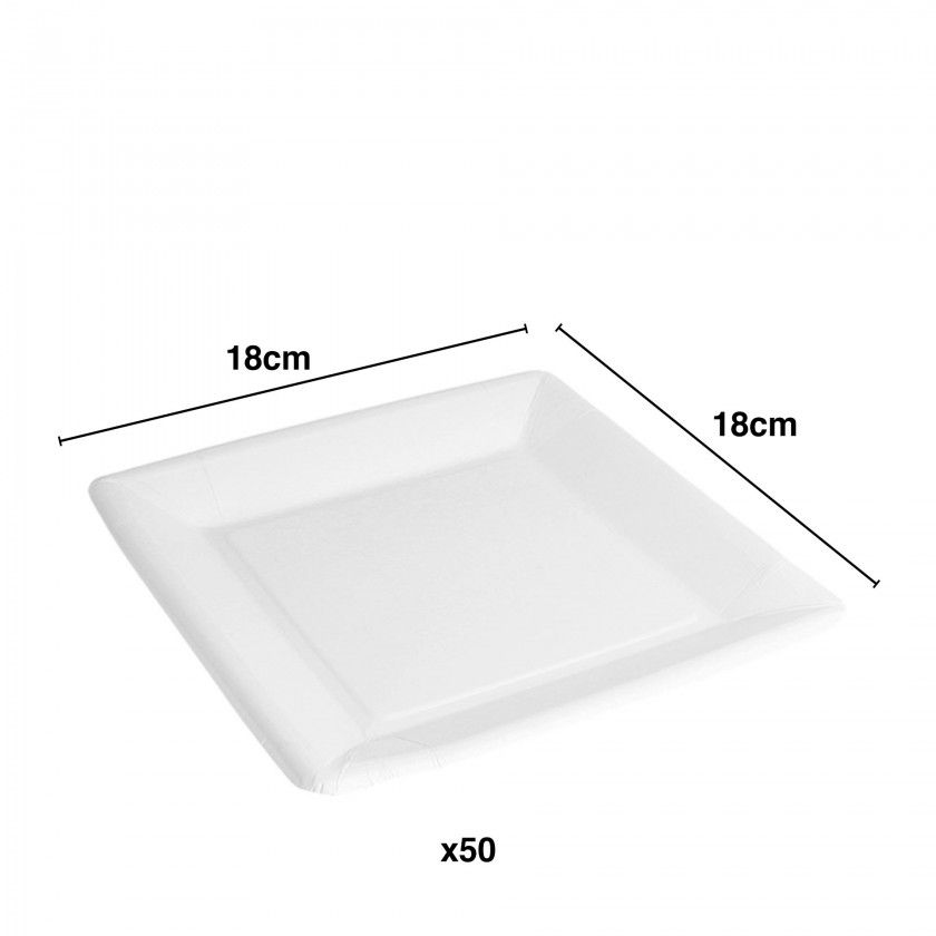 Prato Carto Biolacado Quadrado Branco Pack 50