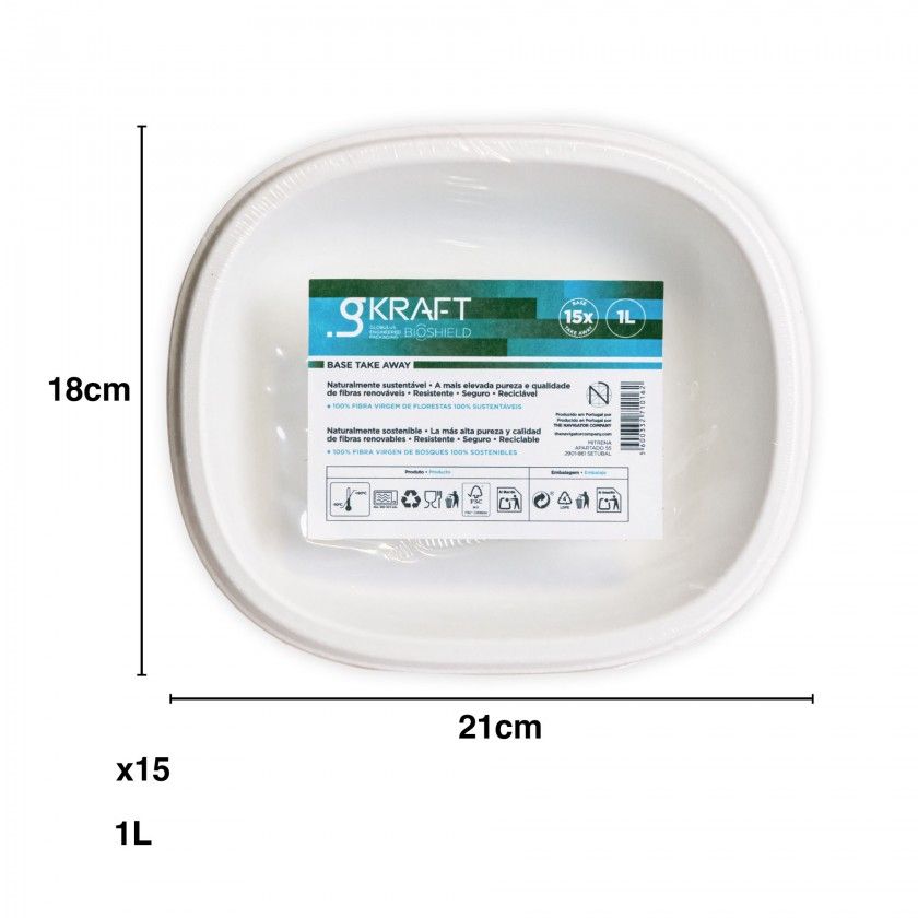 Prato Fundo Take Away Gkraft Bioshield 1000ml 21X18cm Pack 15 Prato Fundo Take Away Gkraft Bioshield 1000ml 21X18cm Pack 15