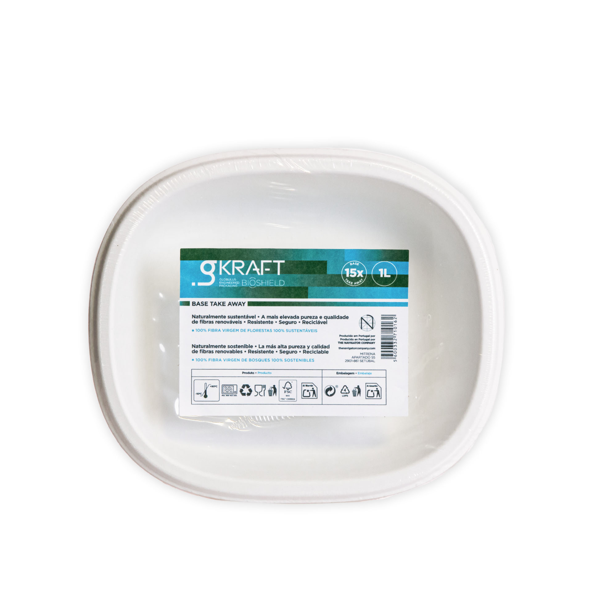 Prato Fundo Take Away Gkraft Bioshield 1000ml 21X18cm Pack 15