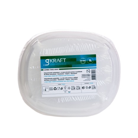 Prato com Tampa Take Away Gkraft Bioshield 1000ml 22cm Pack 10 - Image product