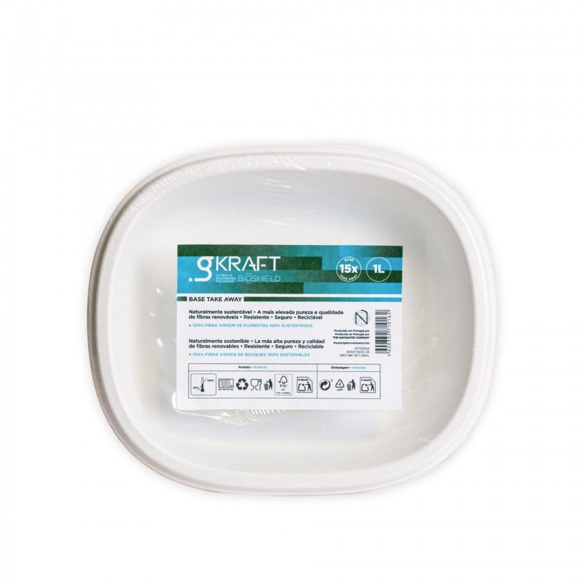 Prato Fundo Take Away Gkraft Bioshield 1000ml 21X18cm Pack 15