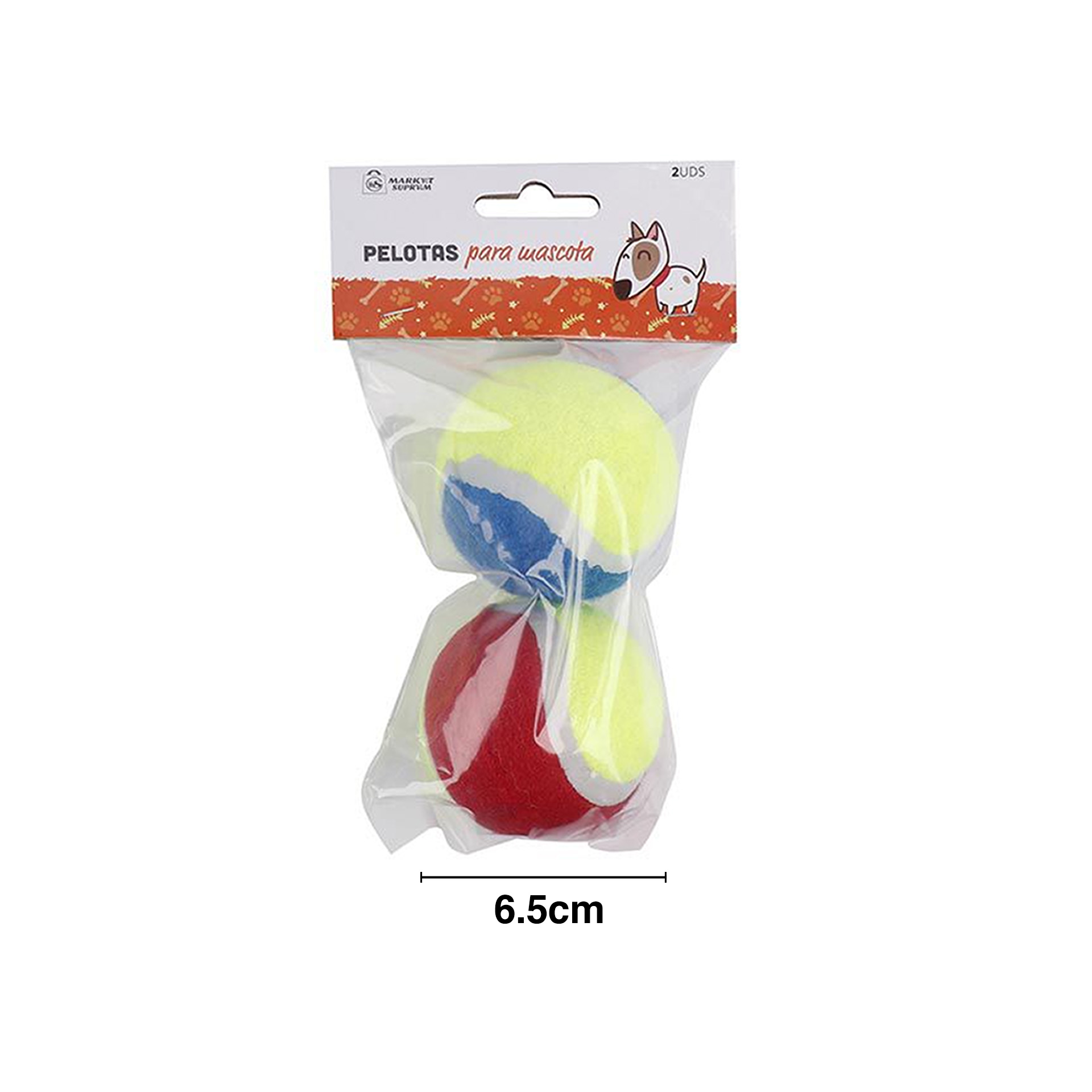 Brinquedo para Animais Bola Ténis 6.5cm Pack 2