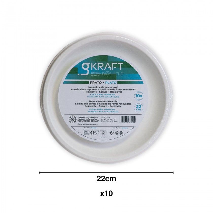 Prato Plano Take Away Gkraft Bioshield 22cm Pack 10