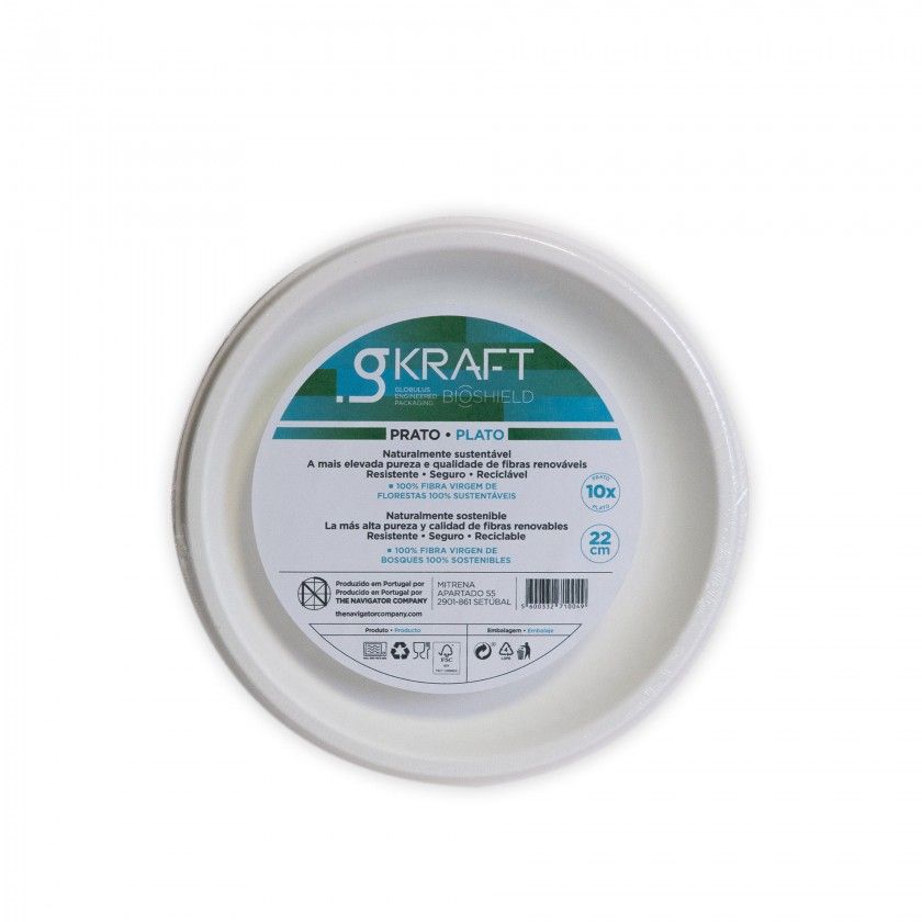 Prato Plano Take Away Gkraft Bioshield 22cm Pack 10