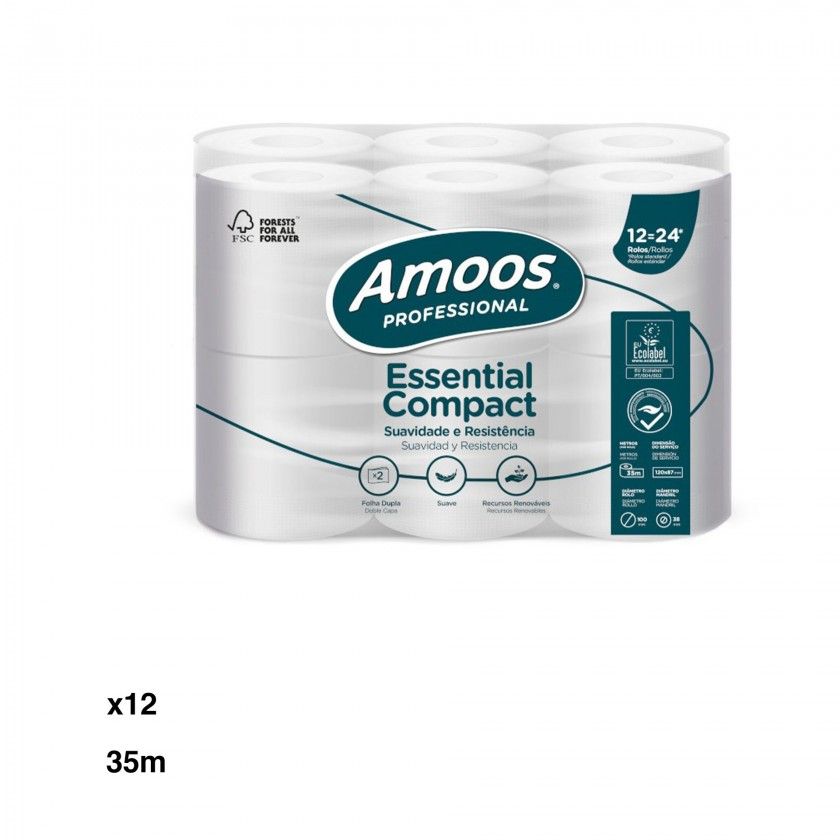 Papel Higiénico Doméstico Compact 2 Folhas 35m Pack 12 Papel Higiénico Doméstico Compact 2 Folhas 35m Pack 12