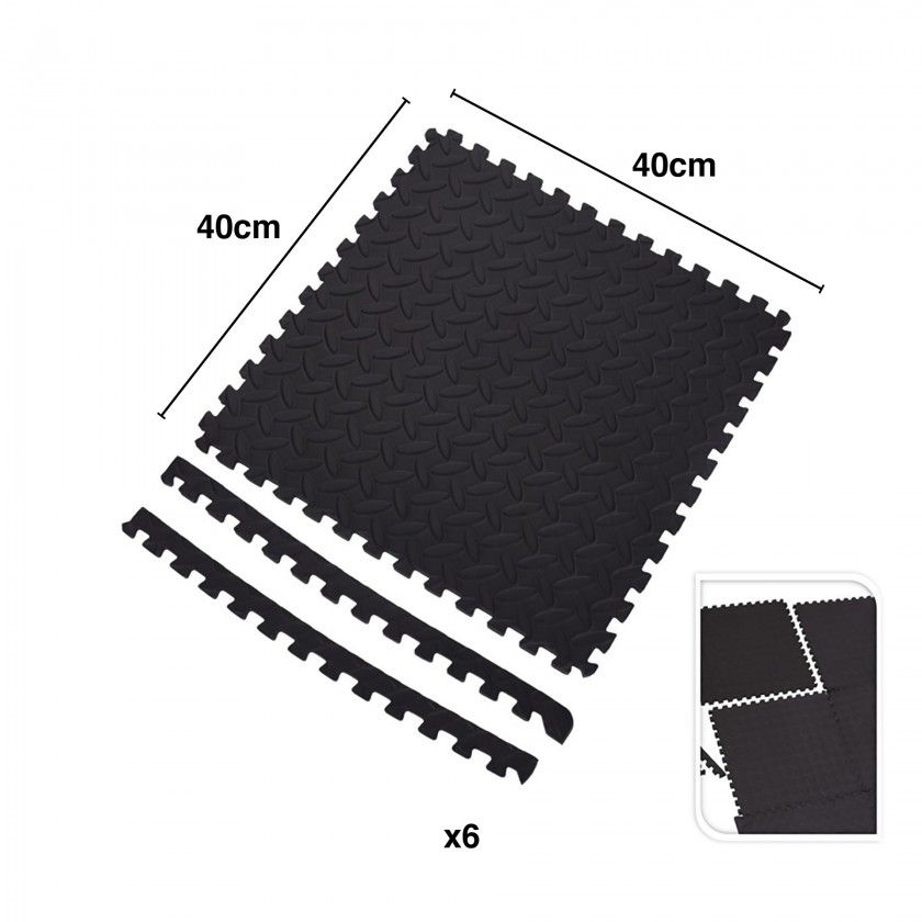 Tapete Ioga Montável Preto 6 Peças 40X40cm Tapete Ioga Montável Preto 6 Peças 40X40cm