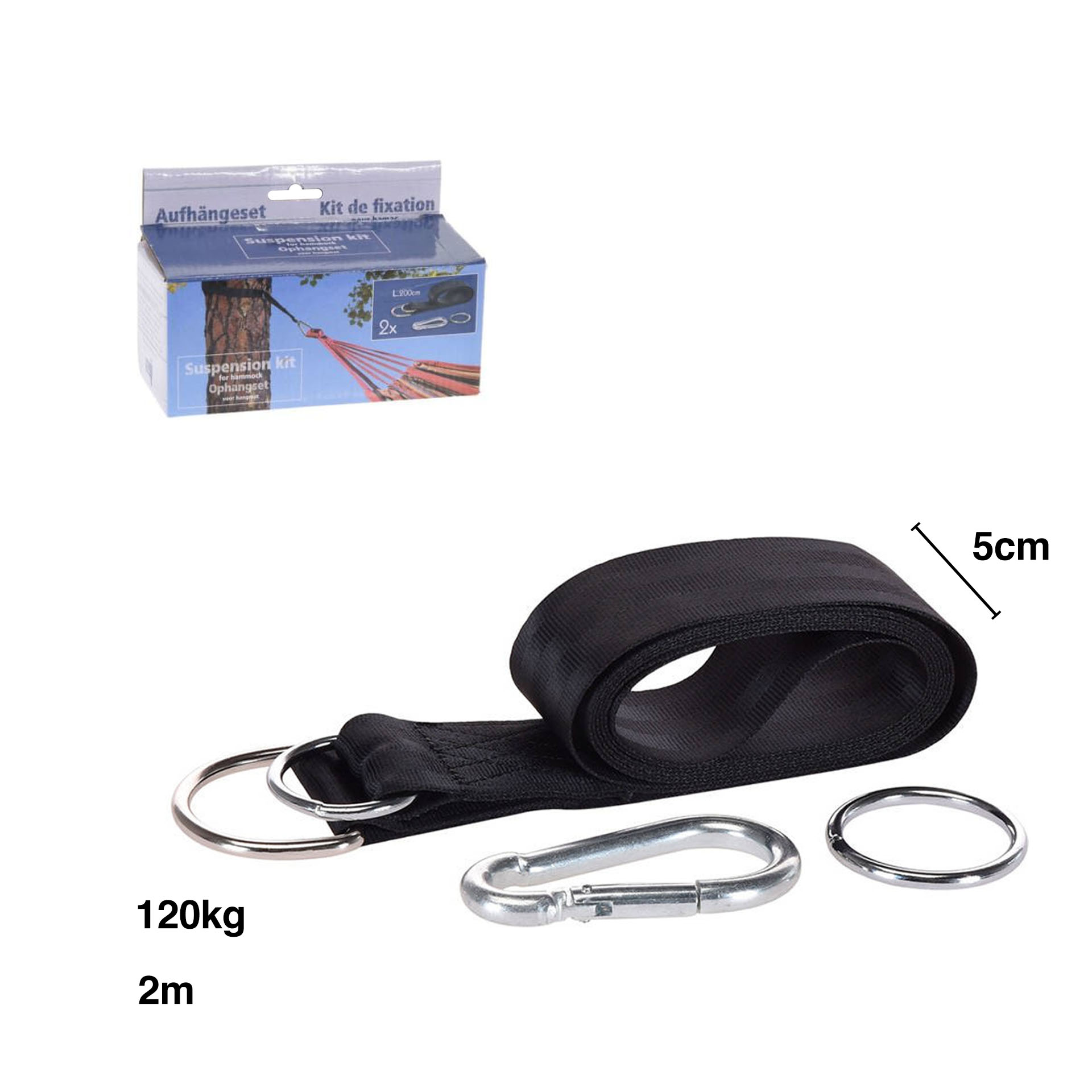 Kit Fixação para Cama Rede 6 Peças 120kg 200X5cm