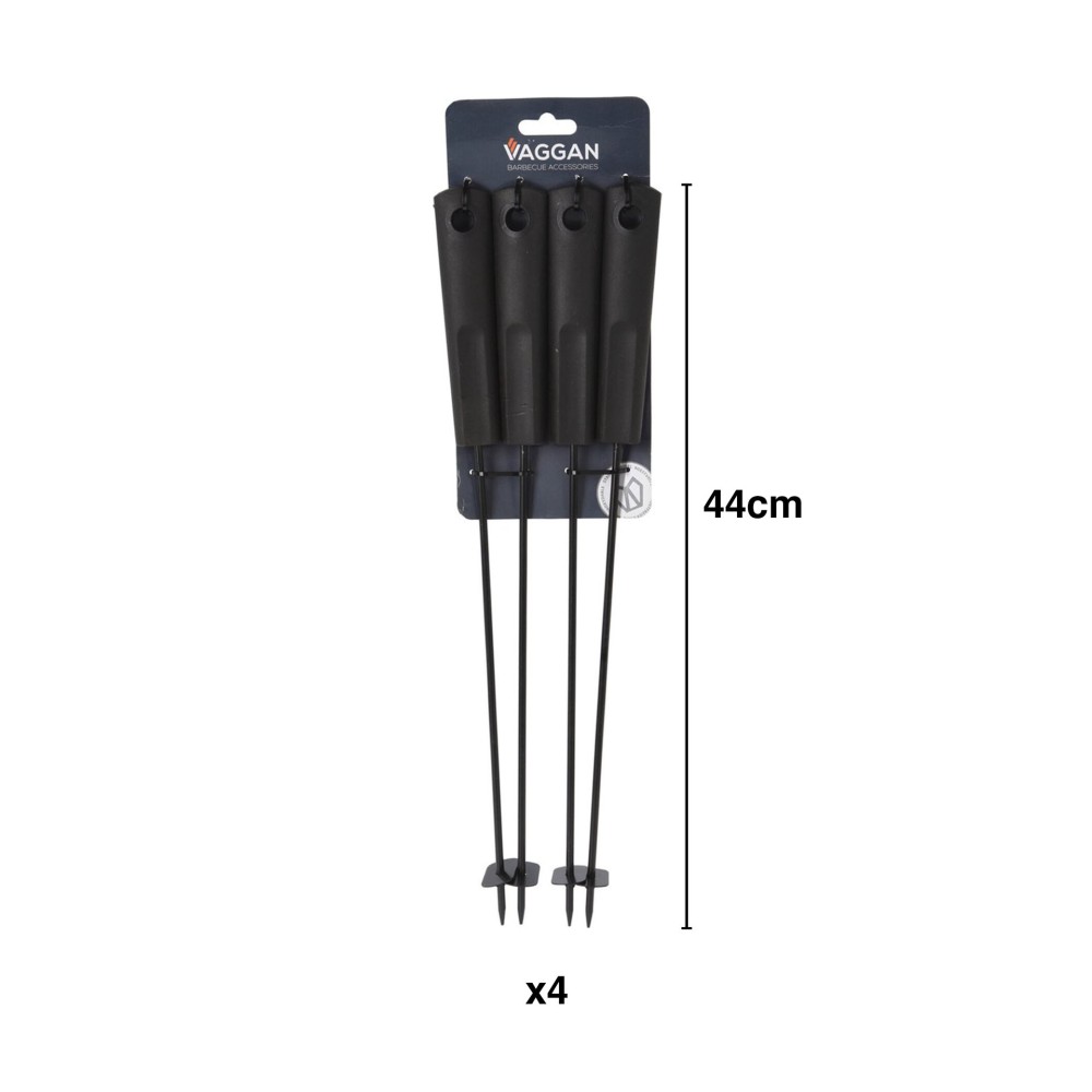 Espeto Churrasco Metal Preto 44cm Pack 4