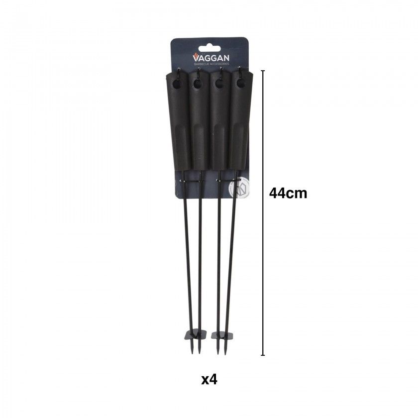 Espeto Churrasco Metal Preto 44cm Pack 4 Espeto Churrasco Metal Preto 44cm Pack 4