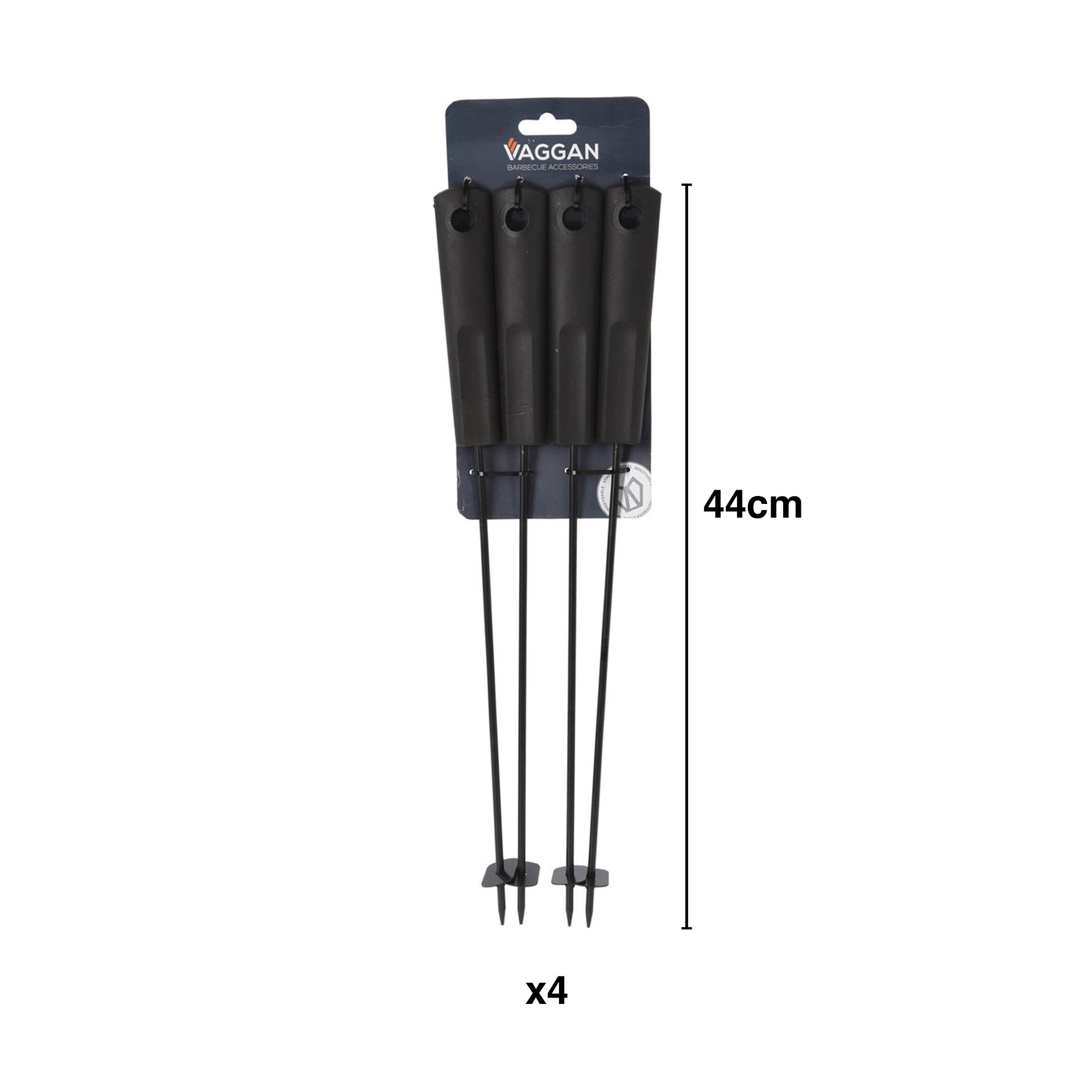Espeto Churrasco Metal Preto 44cm Pack 4