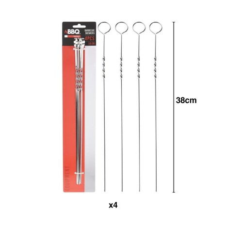 Espeto Churrasco Metal Cinzento 38cm Pack 4 - Image product