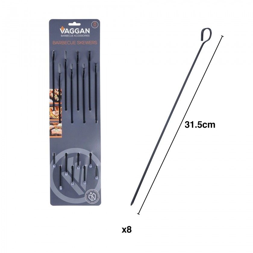 Espeto Churrasco Metal Cinzento 31.5cm Pack 8 Espeto Churrasco Metal Cinzento 31.5cm Pack 8