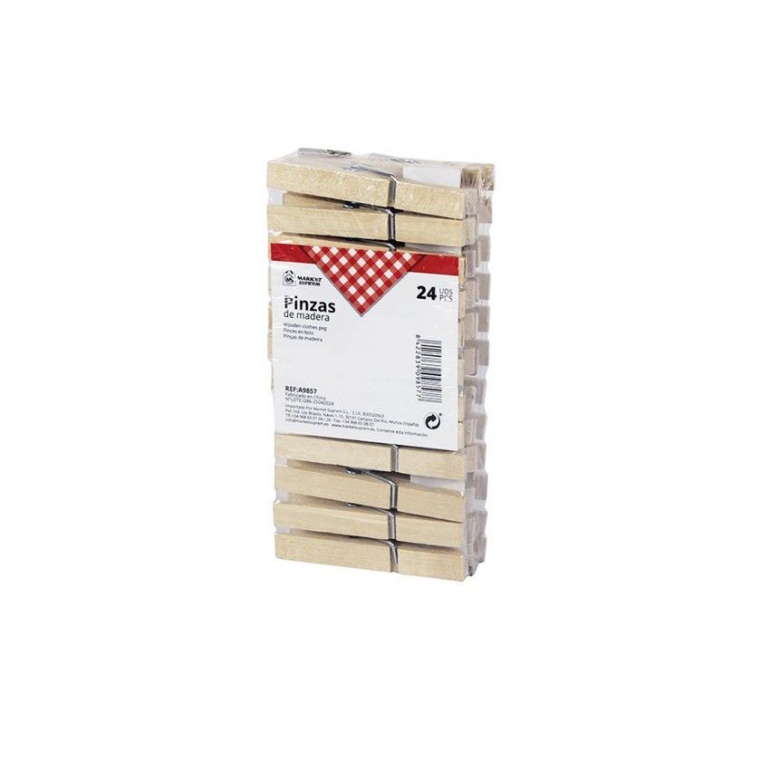 Mola Roupa Madeira 7cm Pack 24