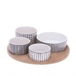 Tbua Servir com 4 Taas Porcelana Redondo 22cm