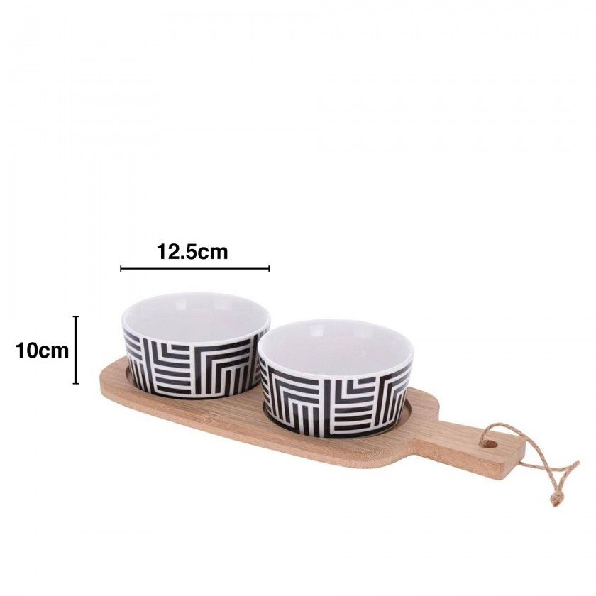 Tbua Servir com 2 Taas Porcelana Redondo 12.5X10cm
