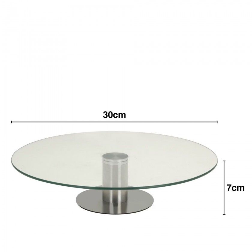 Prato Bolo Giratório com Pé Inox Redondo 30X7cm Prato Bolo Giratório com Pé Inox Redondo 30X7cm