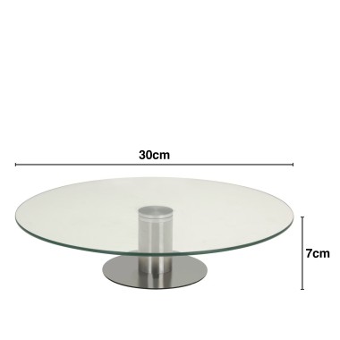 Prato Bolo Giratório com Pé Inox Redondo 30X7cm