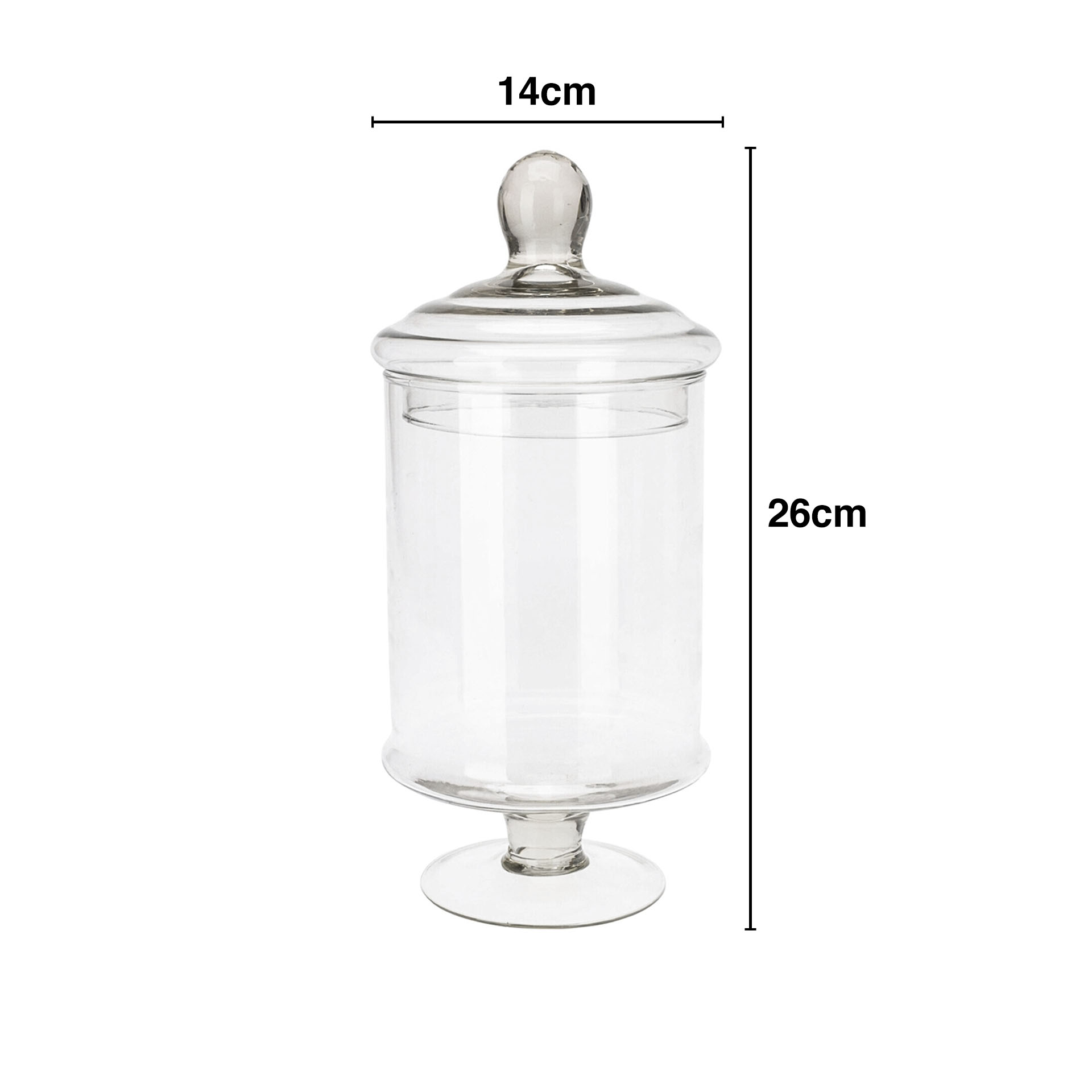 Bomboneira Vidro Redondo 1.5L 14X26cm