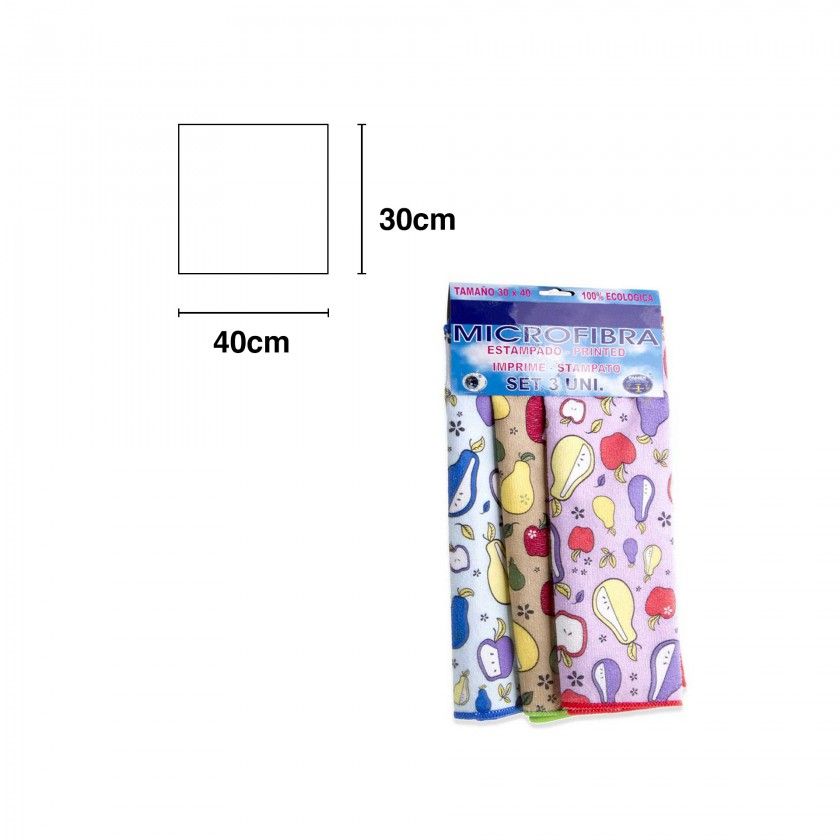 Pano Microfibra Pamex Estampado 30X40cm Pack 3 Pano Microfibra Pamex Estampado 30X40cm Pack 3