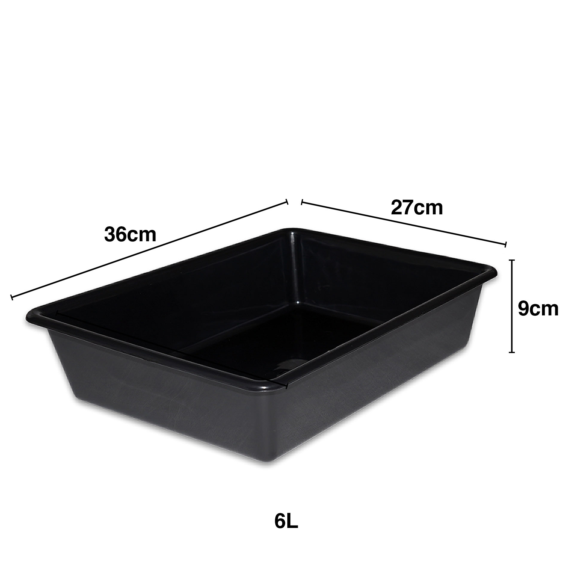 Bandeja Gaveta Plástico Preto 6L 36X27X9cm