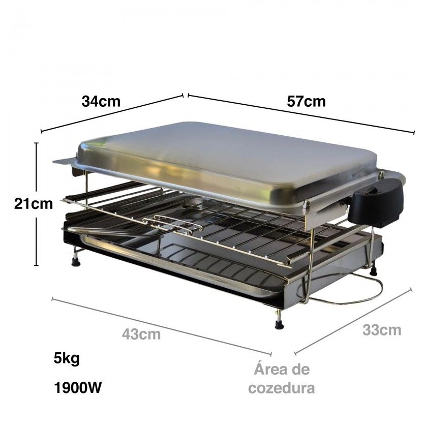 Grelhador Eltrico Sem Fumo XL 1900w 57X34X21cm