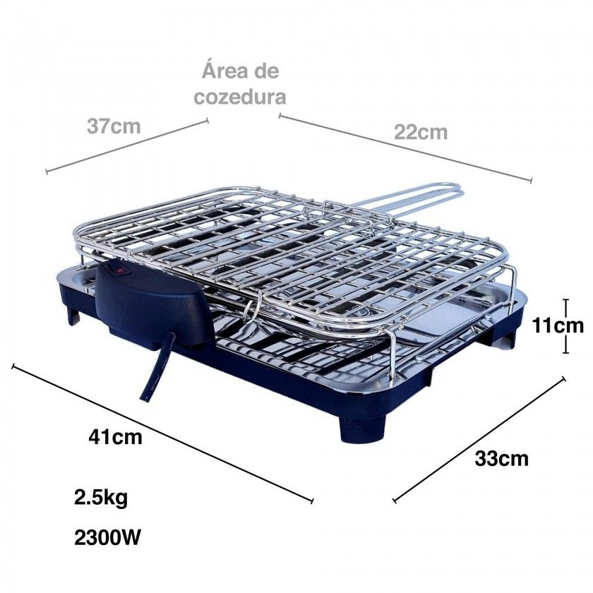 Grelhador Elétrico Inox 2300w 41X33X11cm Grelhador Elétrico Inox 2300w 41X33X11cm