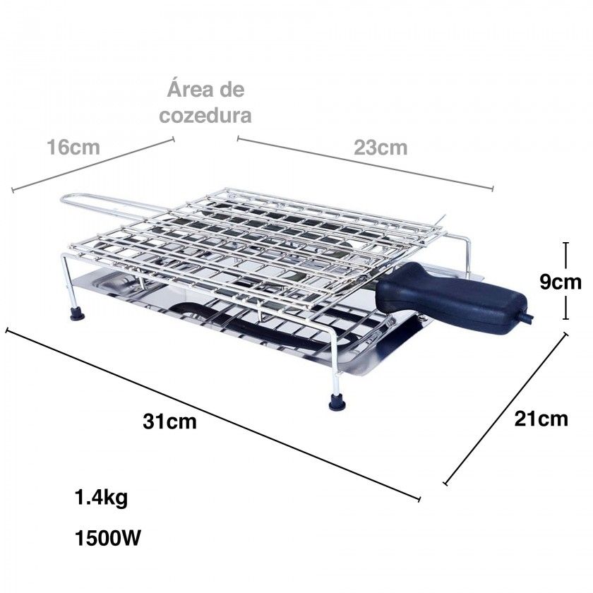 Grelhador Elétrico Inox 1500w 31X21X9cm Grelhador Elétrico Inox 1500w 31X21X9cm