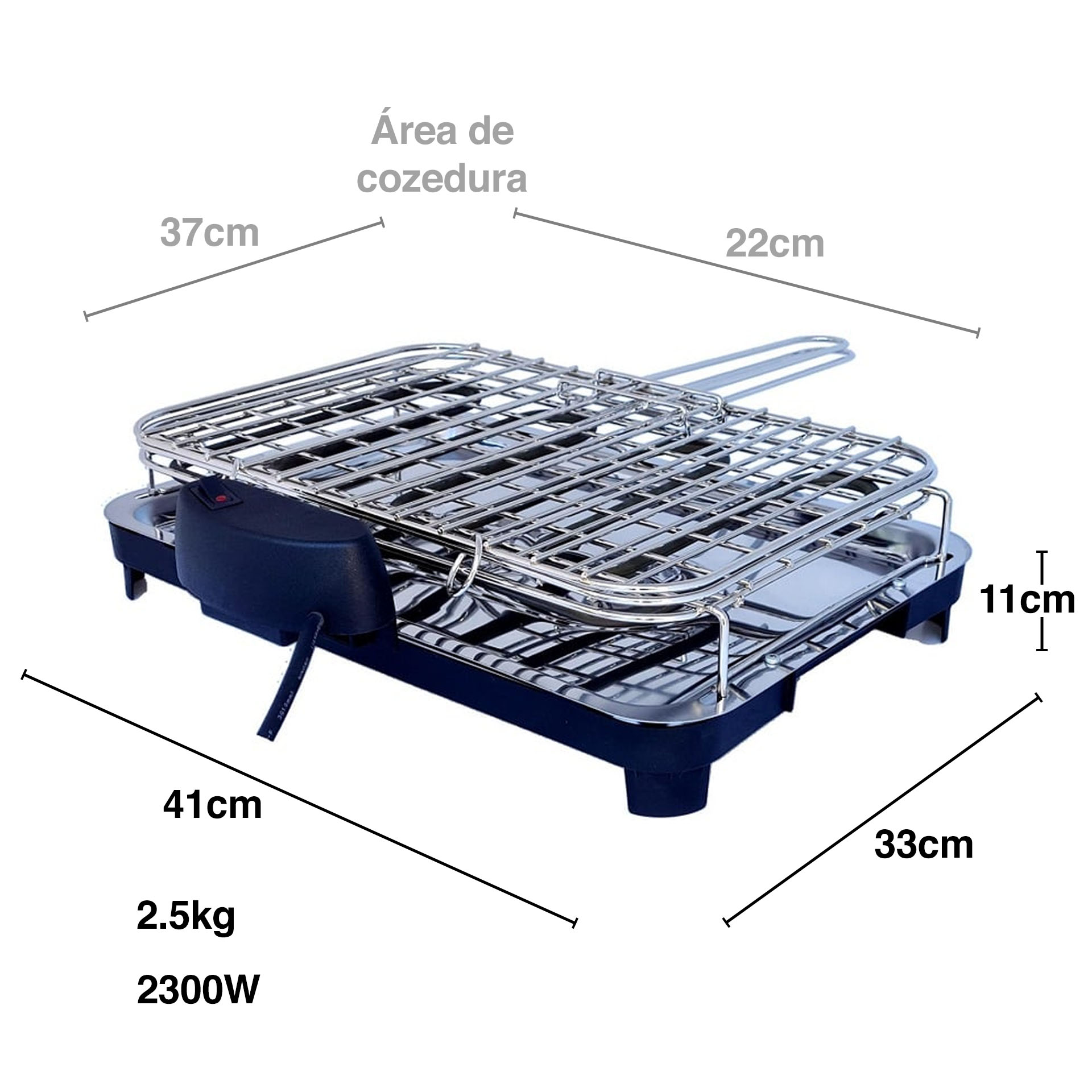 Grelhador Elétrico Inox 2300w 41X33X11cm