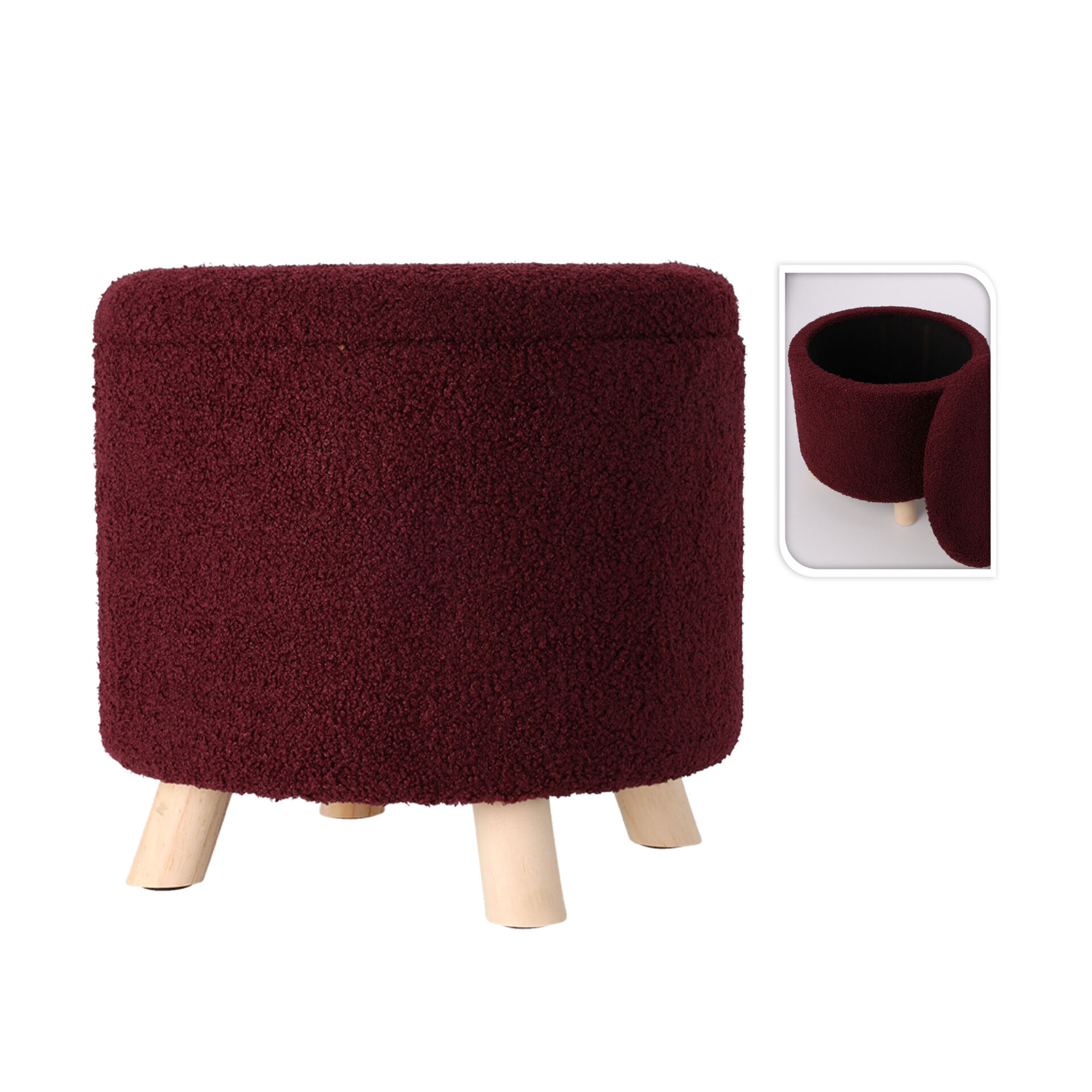 Puff Decorativo Teddy com Arrumação 40X37cm