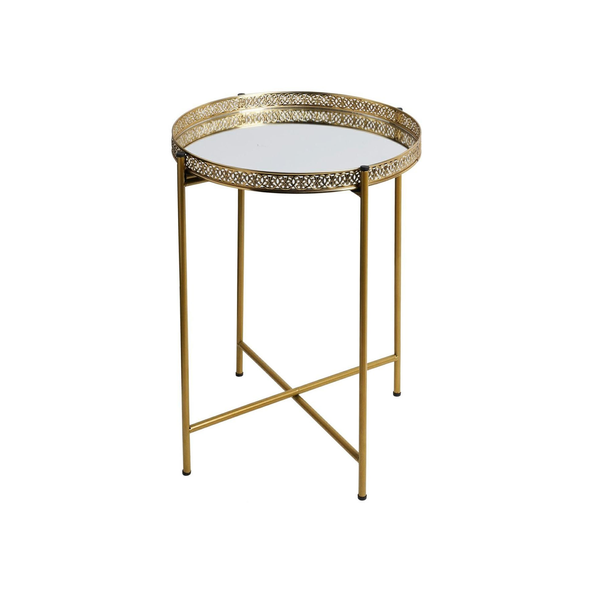 Mesa Apoio Metal Redonda Dourado 36X47cm