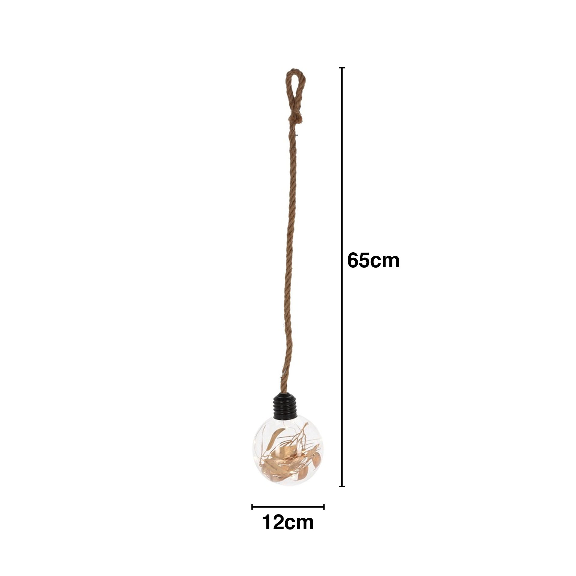 Lâmpada Corda com Bola Vidro 10 Leds 12X65cm